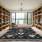 Tribal Arrow Heart Pink Black Rug