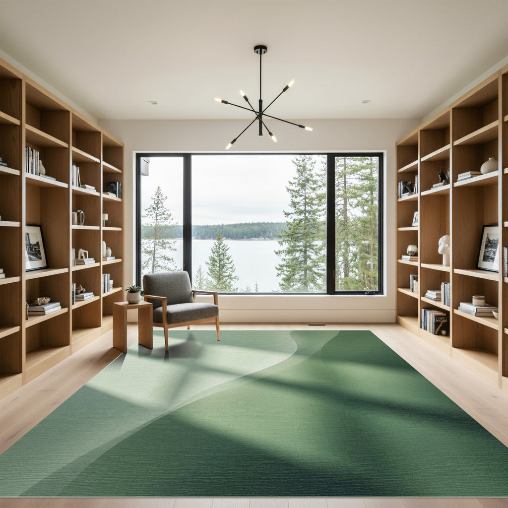 Sage Green Abstract Wave Overlay Rug