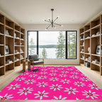 Bright Pink Starburst Floral Rug