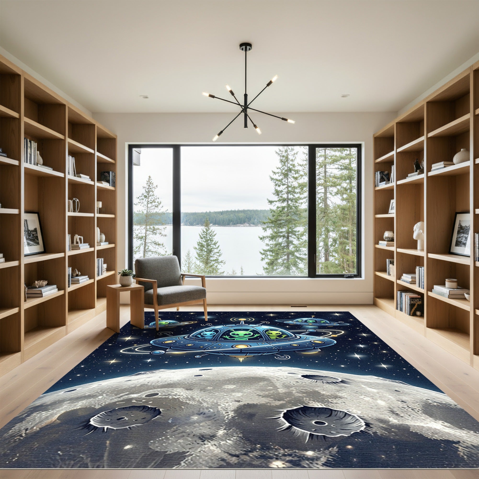 Cosmic Interstellar Alien Flying Saucer Rug