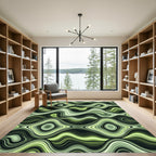 Green Muted Organic Swirls Rug