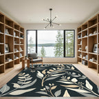 Earthy Subtle Leaf Branches Pattern Rug