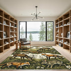 Enchanted Meadow Wildlife Botanical Forest Landscape Rug