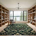 Emerald Ornate Damask Scroll Foliage Rug