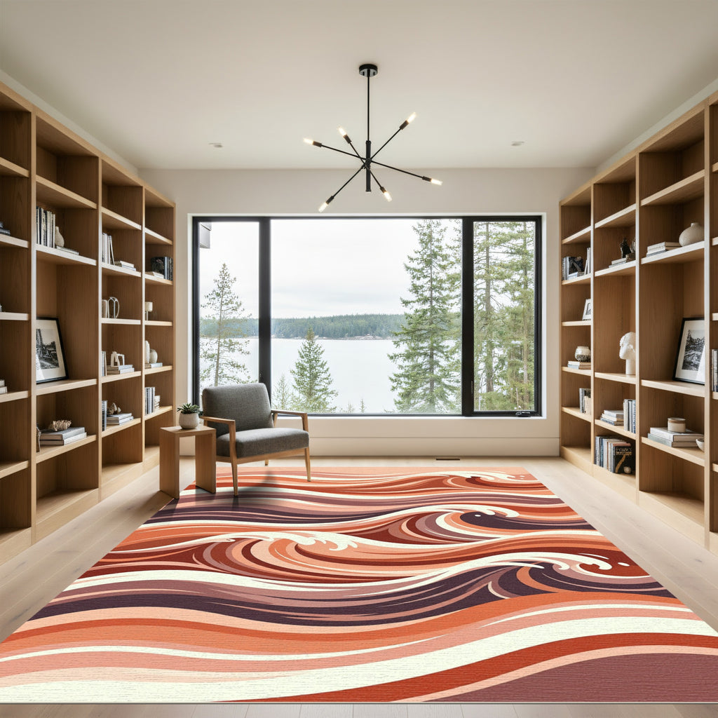 Earthy Tones Abstract Wave Composition Rug