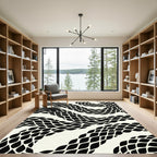 Modern Black Snake Scale Abstract Rug