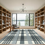 Monochromatic Plaid Fence Composition Rug