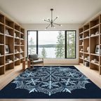 Icy Blue Winter Snowflake Medallion Rug
