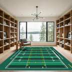 Minimalist Green Football Field Grid Rug