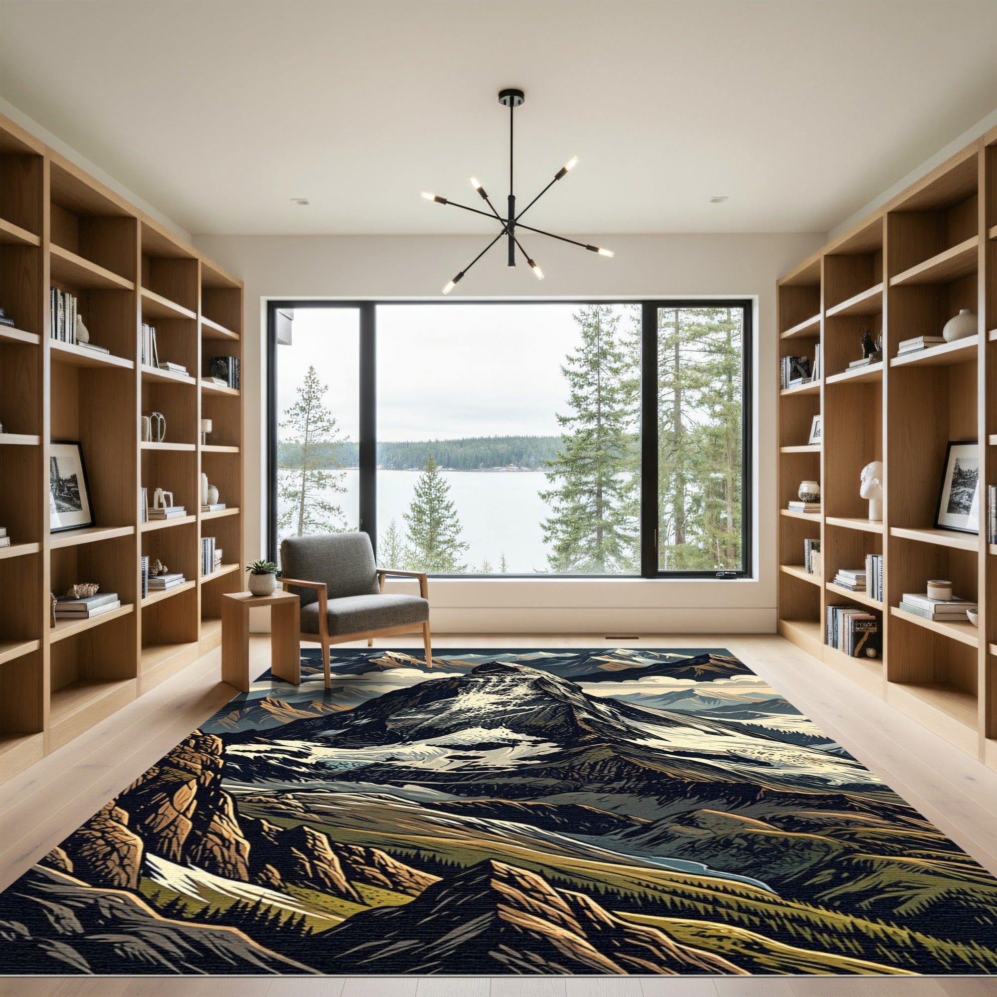Majestic Mountain Range Scenic Landscape Rug
