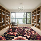 Crimson and Peach Floral Vine Rug