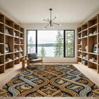 Luxurious Gold And Silver Paisley Swirl Rug