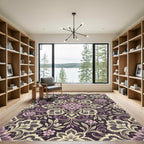 Victorian Lavender Lace Floral Medallions Rug