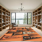 Vintage Orange Football Pennant Collage Rug