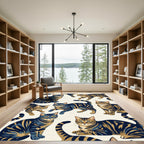 Charming Blue And Gold Tabby Cats Rug