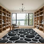 Gray Pebble Scatter With White Speckles Rug