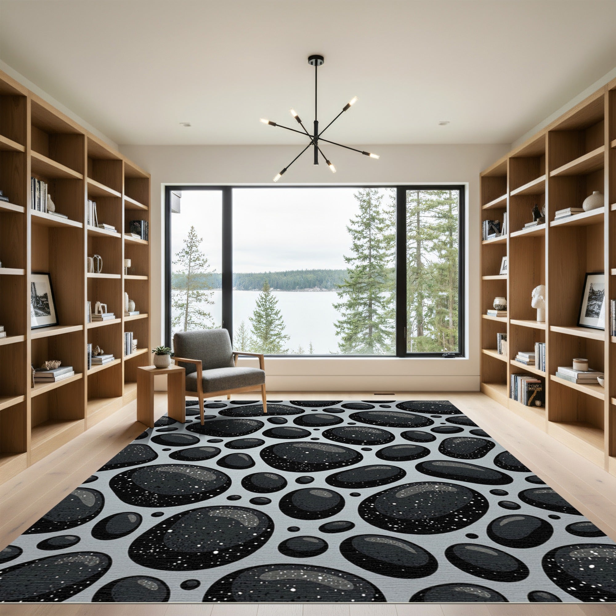 Gray Pebble Scatter With White Speckles Rug