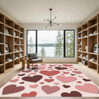 Romantic Pink and Red Heart Collage Rug