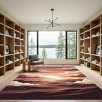 Crimson Sunset Over Molten Mountain Landscape Rug