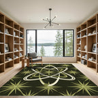 Olive Atomic Starburst Celestial Orbit Rug
