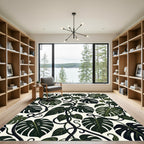 Dark Green Tropical Leaf Vine Rug