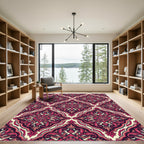 Ornate Crimson Floral Medallion Rug
