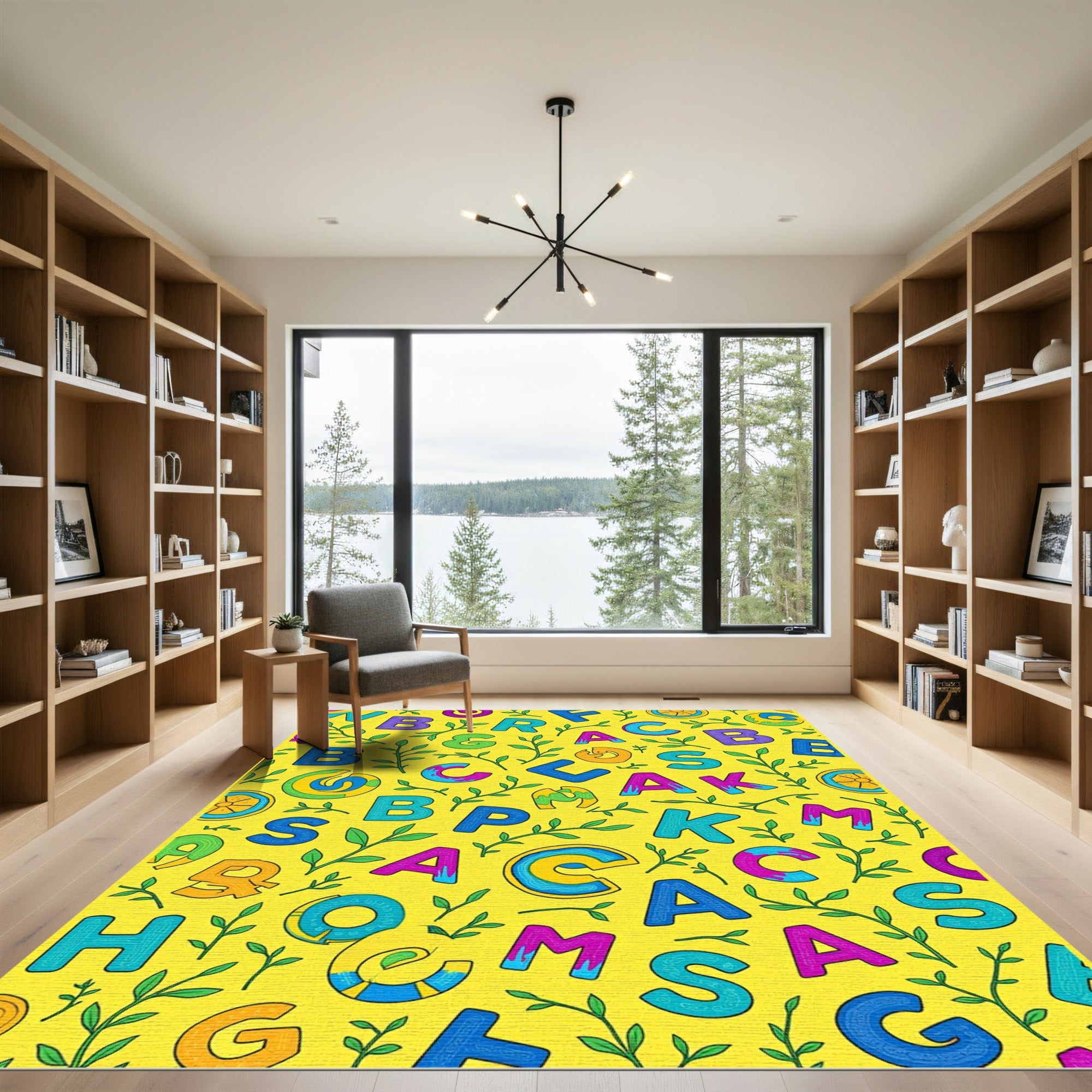 Vibrant Alphabet Garden Pattern Rug