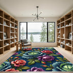 Moody Rose and Cabbage Floral Tapestry Rug