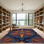 Radiant Golden Celestial Star Mandala Rug