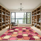 Geometric Honeycomb Deep Pink Rug