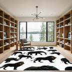 Monochrome African Wildlife Animal Silhouette Rug