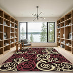 Crimson Cream Vintage Scrollwork Rug