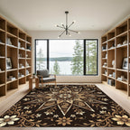 Ornate Starry Floral Sepia Mandala Rug
