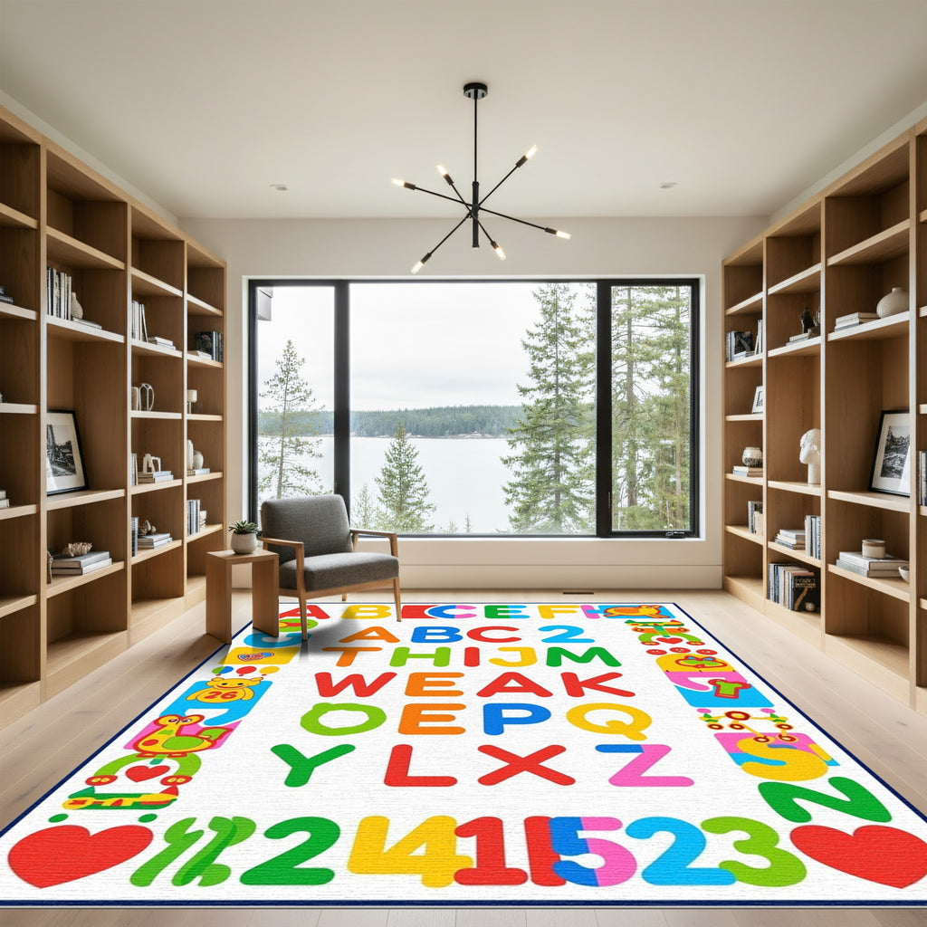 Colorful Alphabets Numbers and Shapes Rug