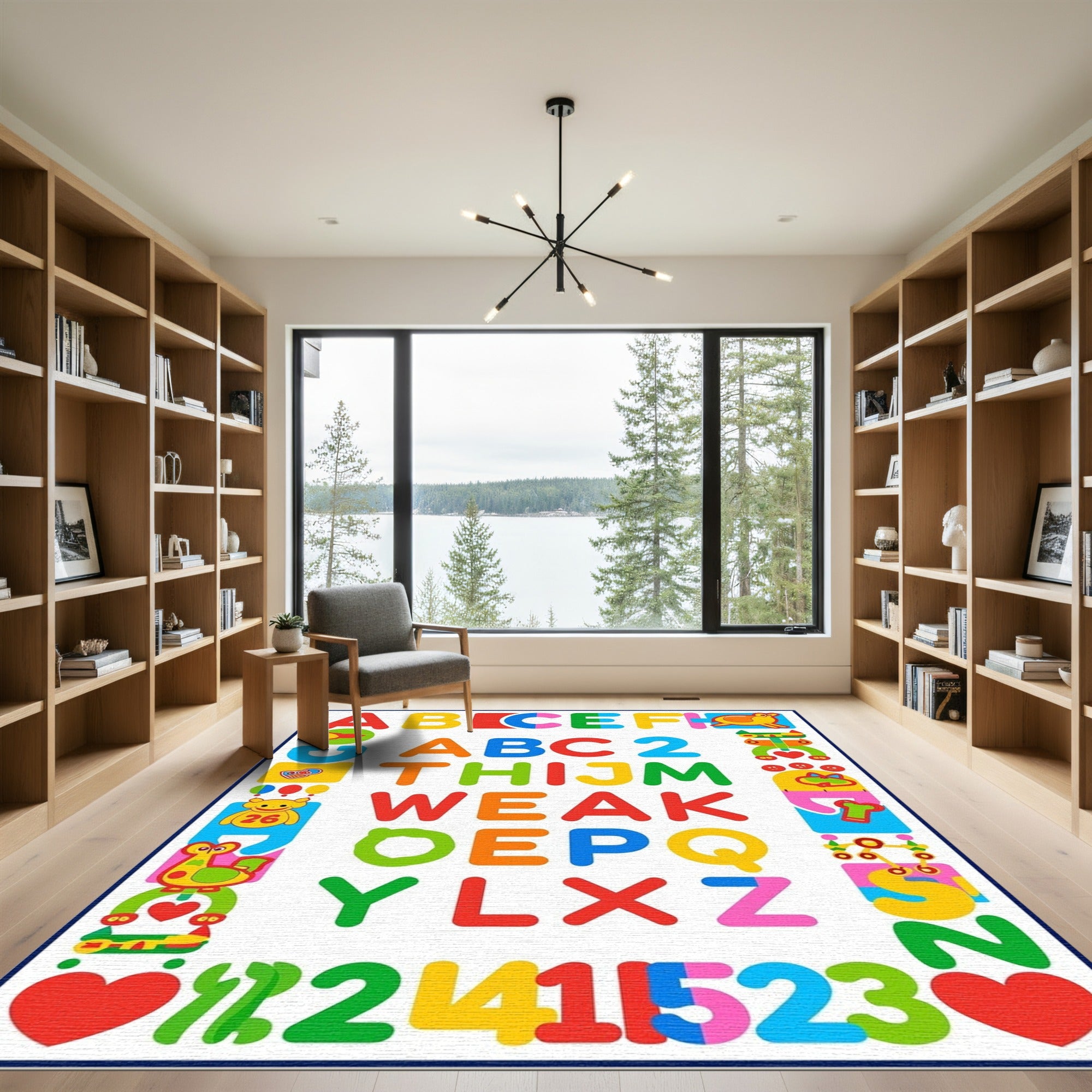Colorful Alphabets Numbers and Shapes Rug