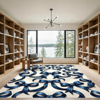 Elegant Navy Blue Satin Ribbon Art Rug