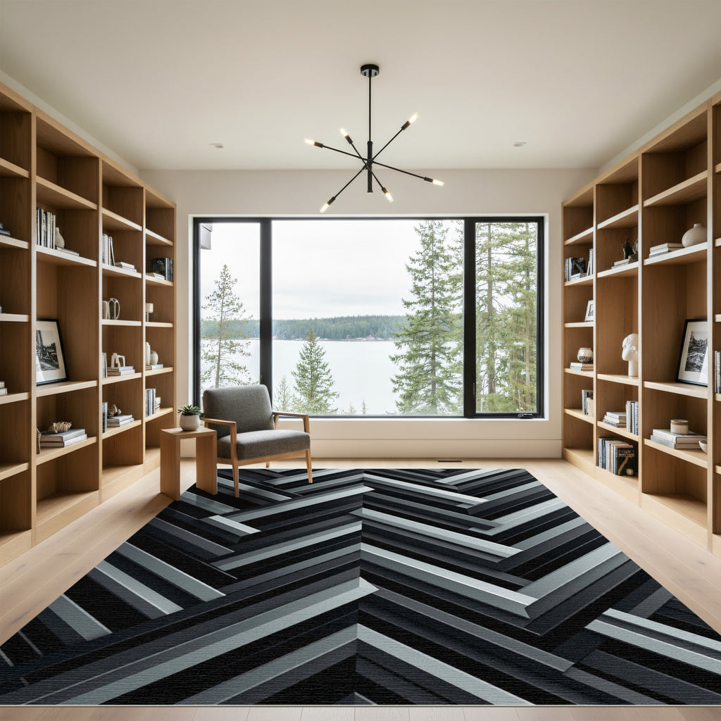 Monochromatic Slate Herringbone Weave Rug