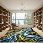 Abstract Flowing River Currents Art Rug