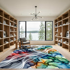 Vibrant Ink Swirl Abstract Watercolor Rug