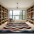 Salmon Coral Abstract Layered Waves Rug