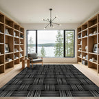Monochrome Woven Square Texture Rug