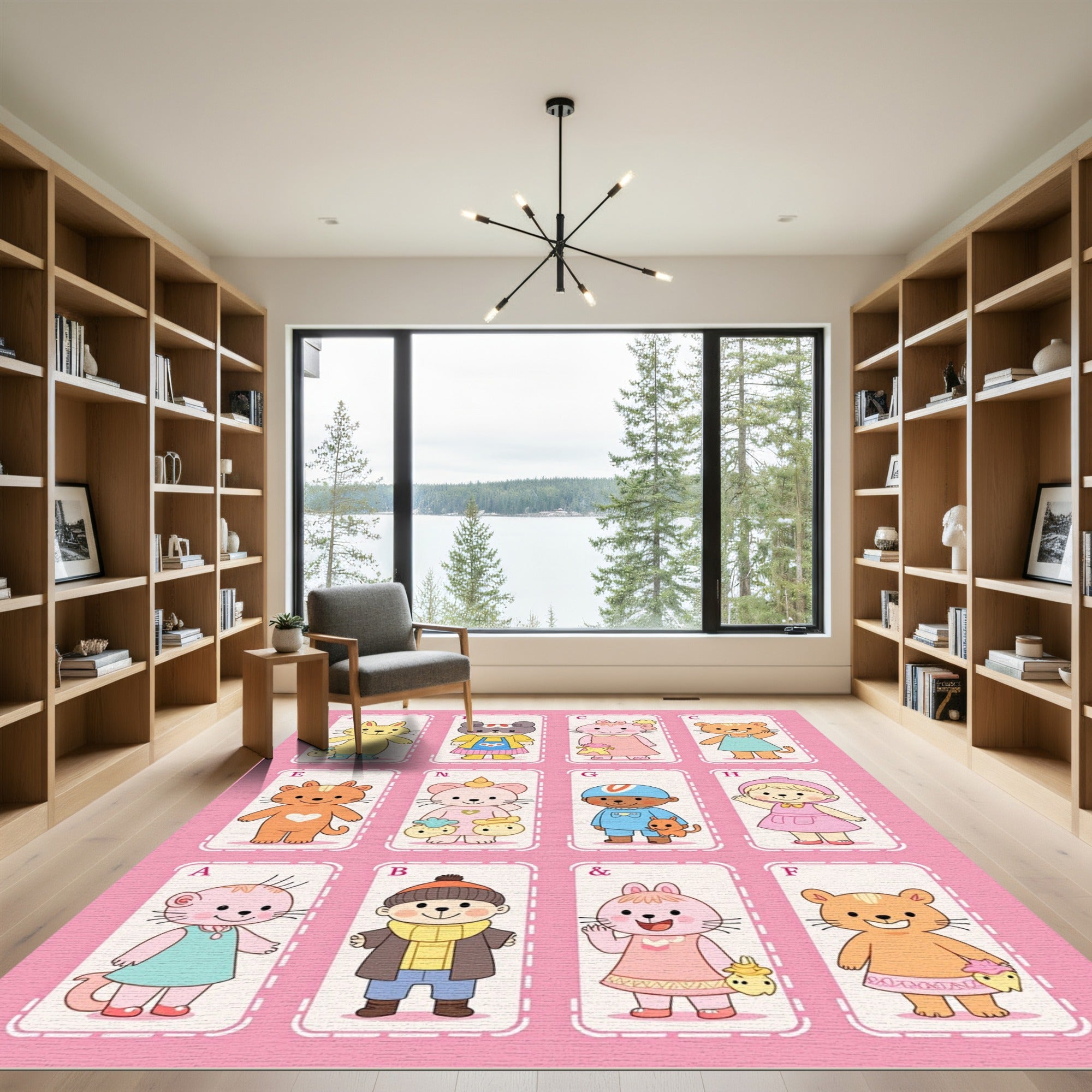 Whimsical Cute Animal Alphabet Collage Rug