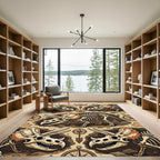 Vintage Fossilized Dinosaur Compass Expedition Rug