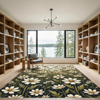 Vintage Cream Wildflower Meadow Garden Rug