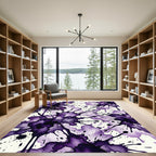 Dark Plum Abstract Ink Splatter Rug