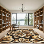 Geometric Wood Tone Petal Blossom Rug