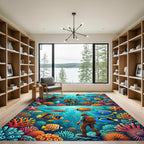 Vibrant Underwater Coral Reef Exploration Scene Rug