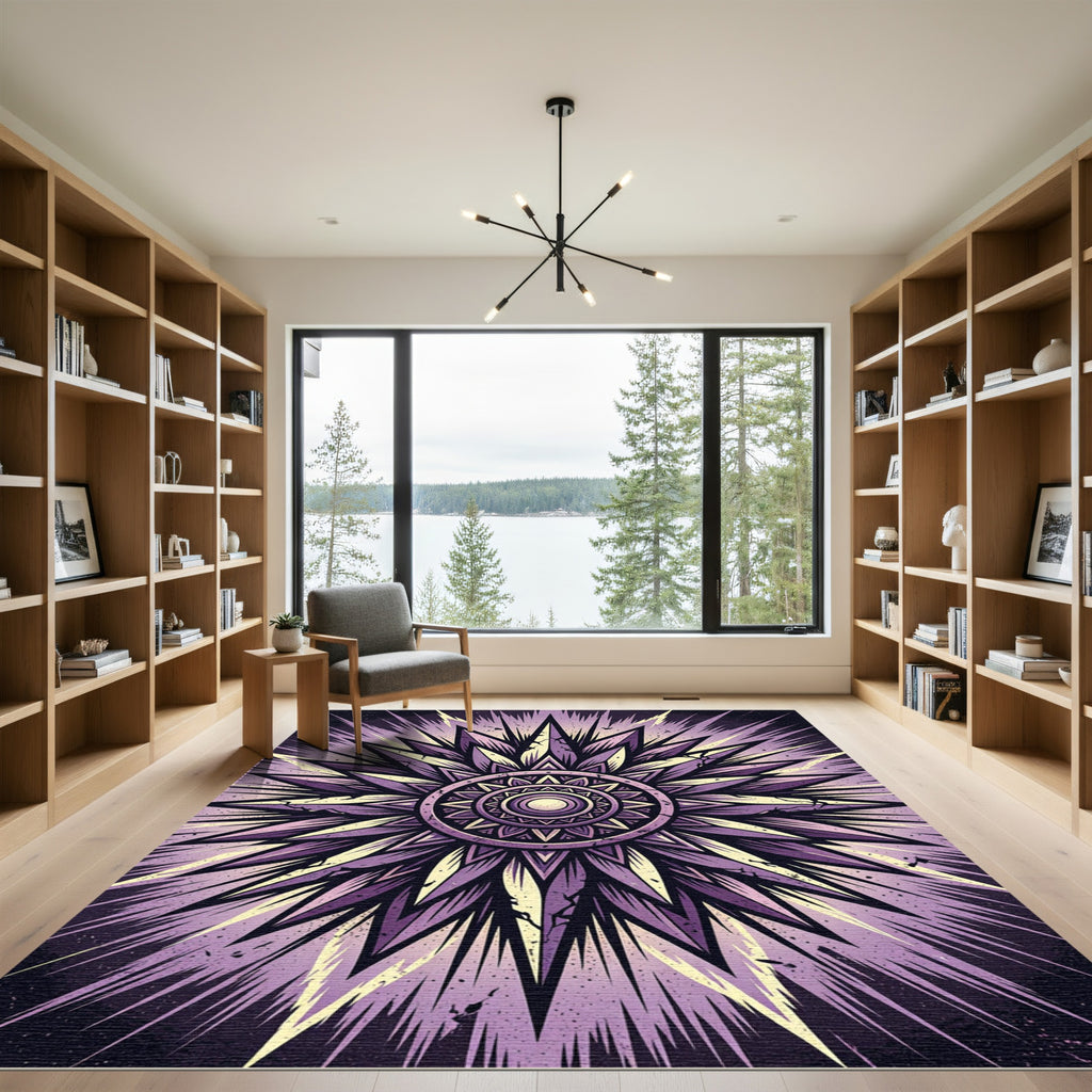 Radiant Purple Star Burst Geometric Rug