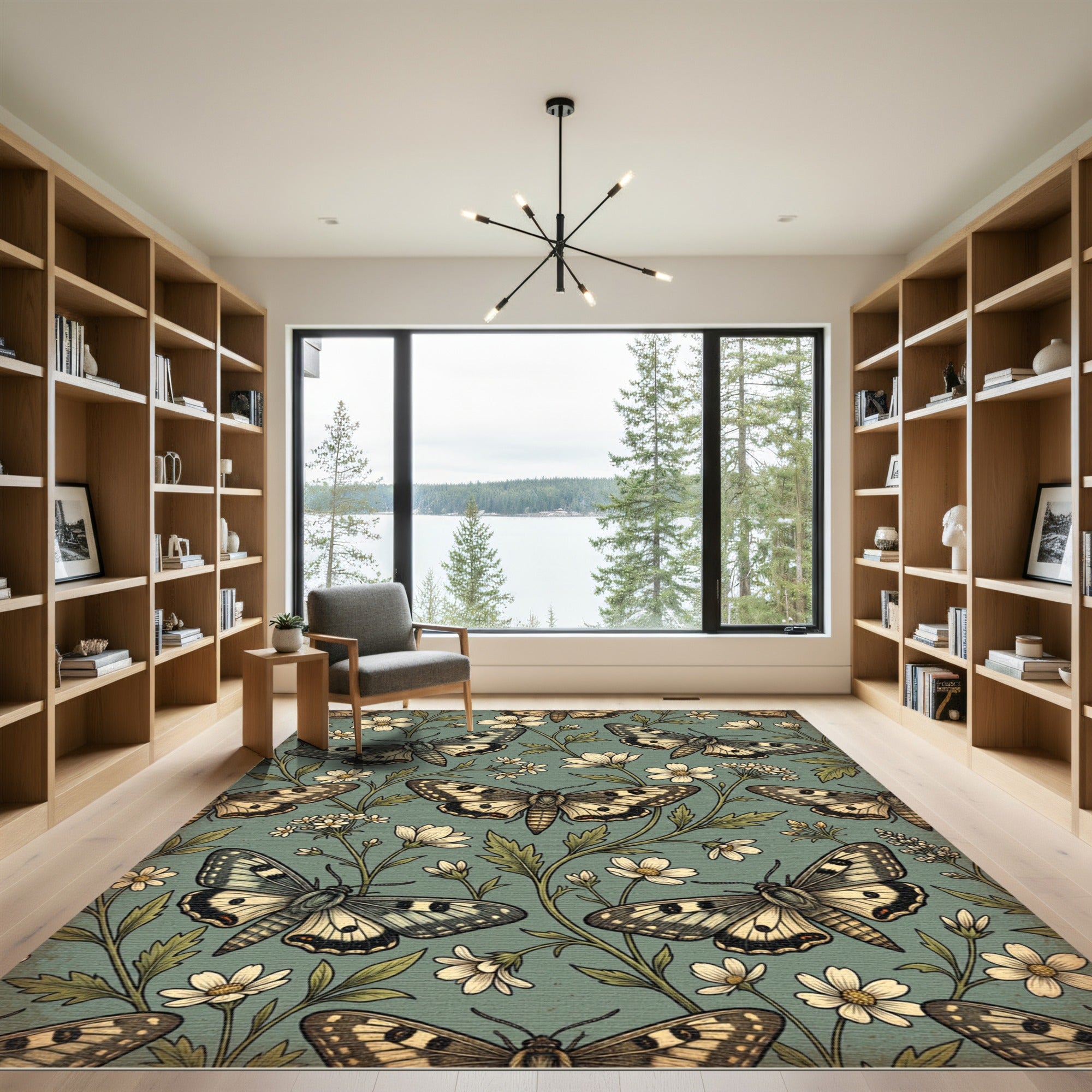 Sage Green Moth and Wildflower Meadow Rug