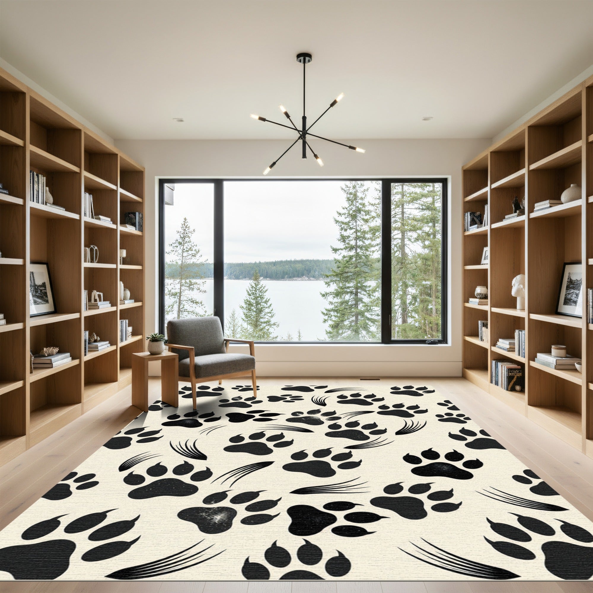 Monochromatic Animal Paw Scratch Accent Rug